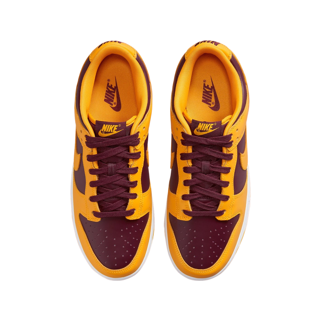 Nike Dunk Low Retro Sneakers - Arizona State Burgundy, University Gold & White | Men's & Women's Casual Shoes for Streetwear & College Fashion