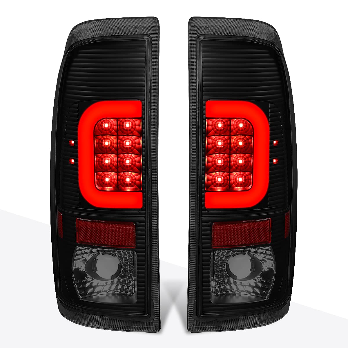 3D LED C-Bar Tail Light Rear Brake/Reverse Lamp Tinted for 1997-2007 Ford Super Duty F250 F350 - Durable Waterproof Design for Off-Road & Night Driving