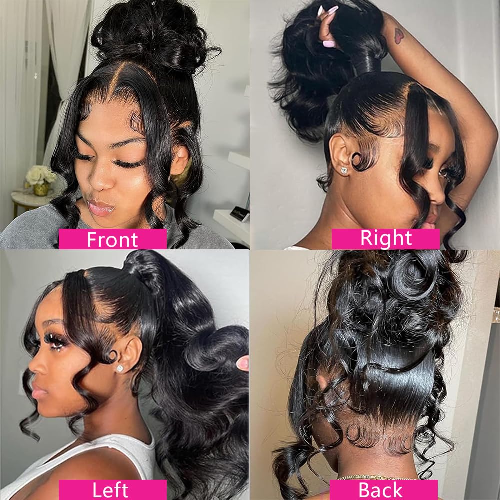 360 HD Full Lace Front Wig with Hidden Strap & Drawstring | 200% Density Body Wave Human Hair Wig for Women | Pre-Plucked with Baby Hair | 22 Inch | Perfect for Daily Wear, Cosplay & Special Occasions