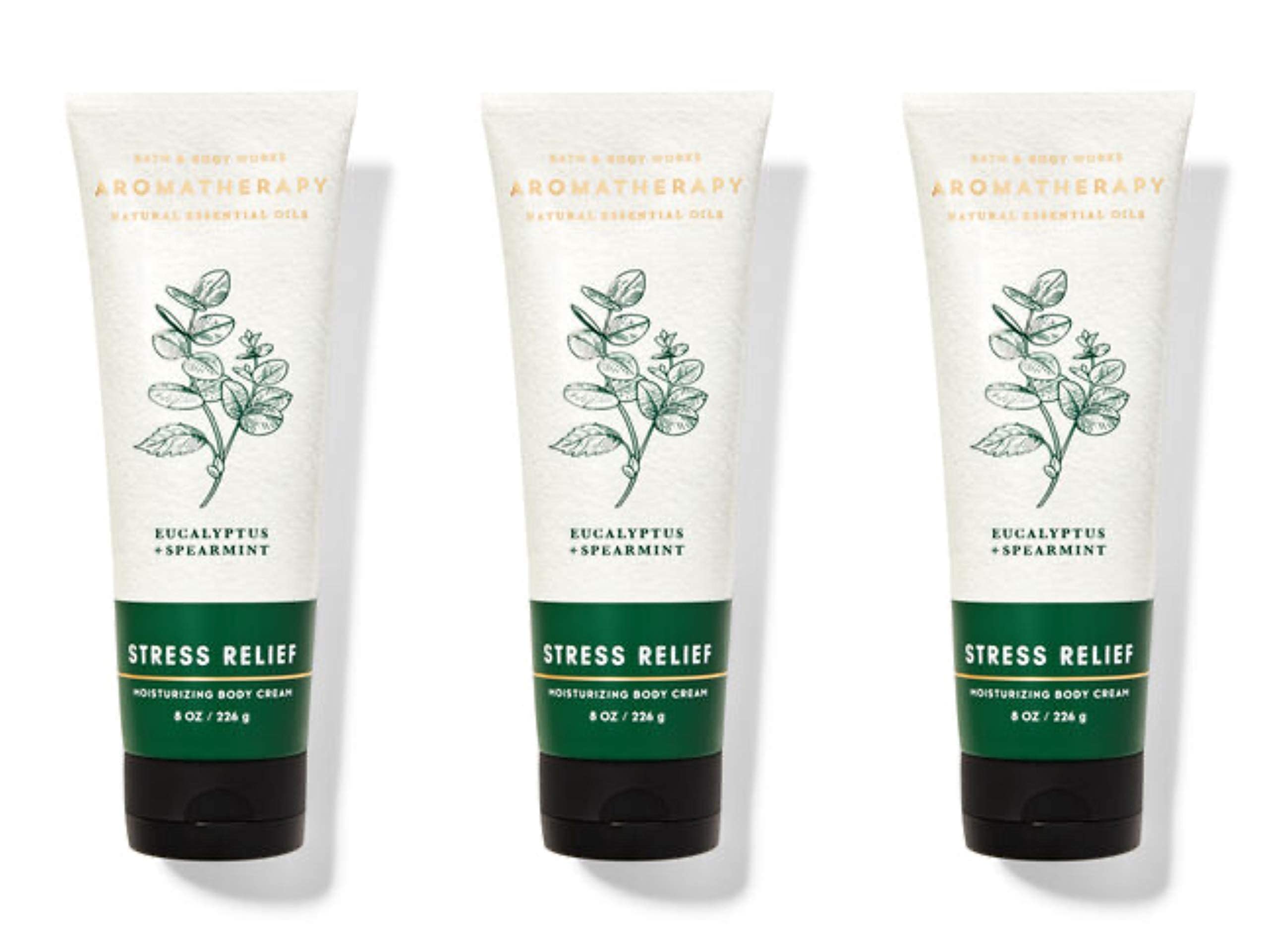 Bath and Body Works Aromatherapy Stress Relief Eucalyptus Spearmint Body Cream 3 Pack - Moisturizing Lotion for Relaxation, Spa & Self Care at Home
