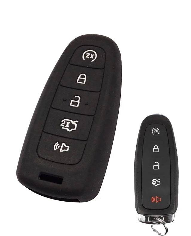 Ford Remote Key Fob Cover - 5 Button Silicone Rubber Protector for 2011-2016 Edge, Escape, Focus, Taurus, Flex, Explorer, MKS, MKX, MKT | Durable Key Case Holder for Daily Use & Car Protection