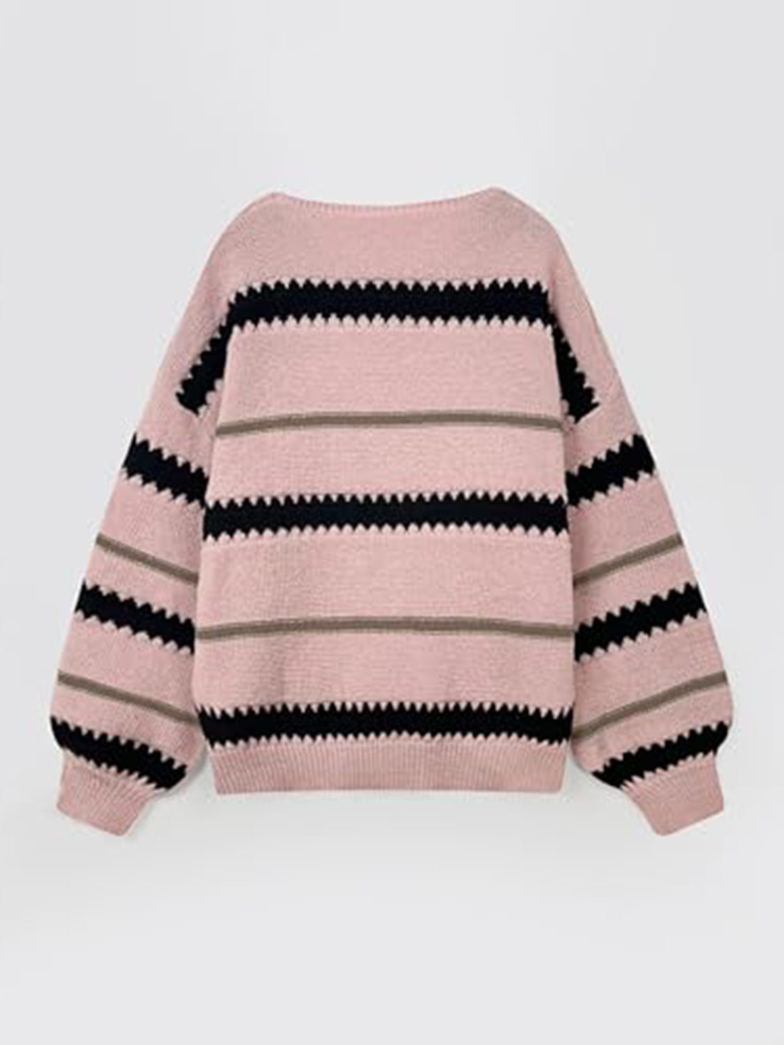 Stylish Contrast Striped Round Neck Long Sleeve Sweater for Women - Cozy Fall & Winter Fashion, Perfect for Office, Casual Outings and Date Nights