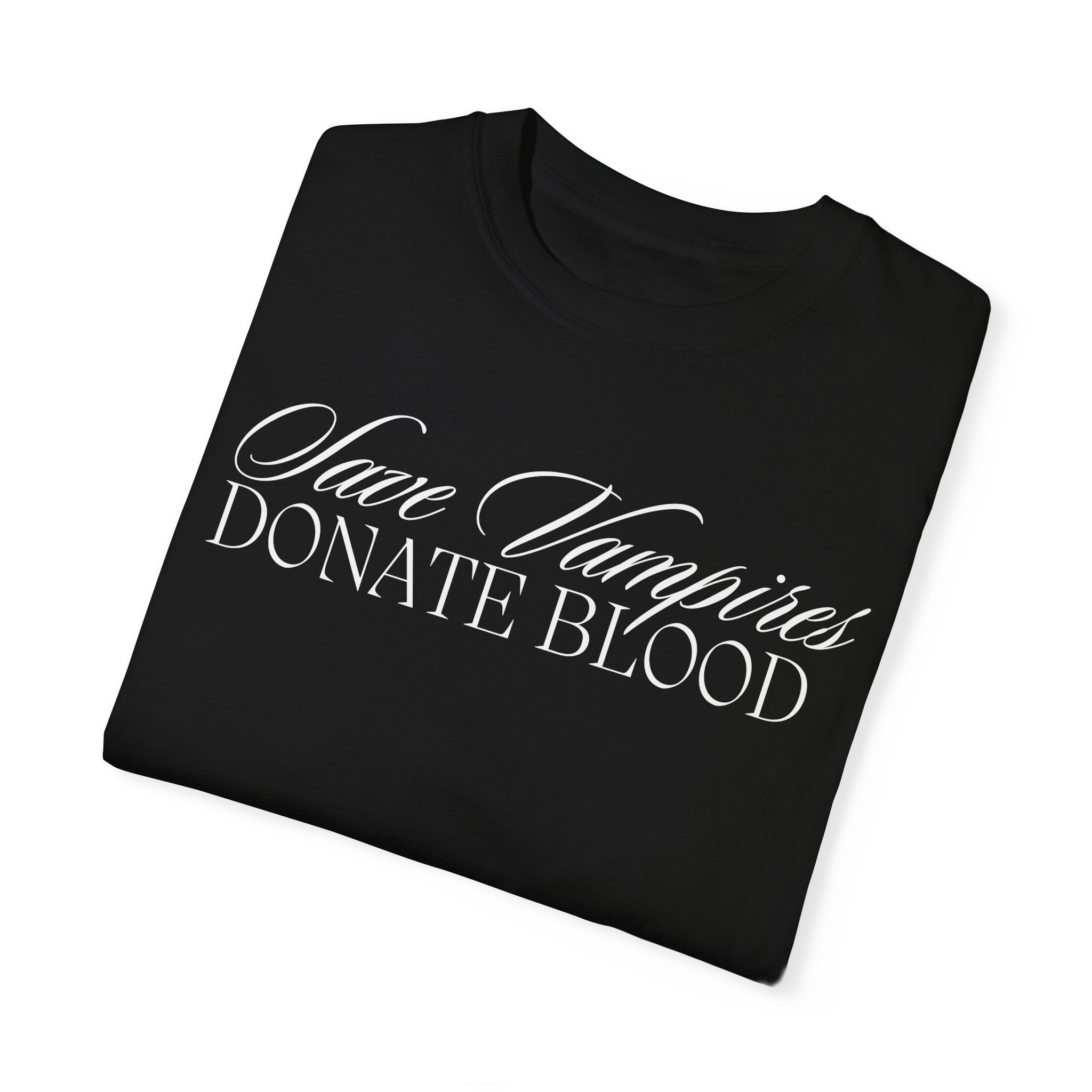 Save Vamps Donate Blood T-Shirt - Funny Vampire Graphic Tee for Men & Women - Perfect for Halloween Costumes & Vampire Lovers