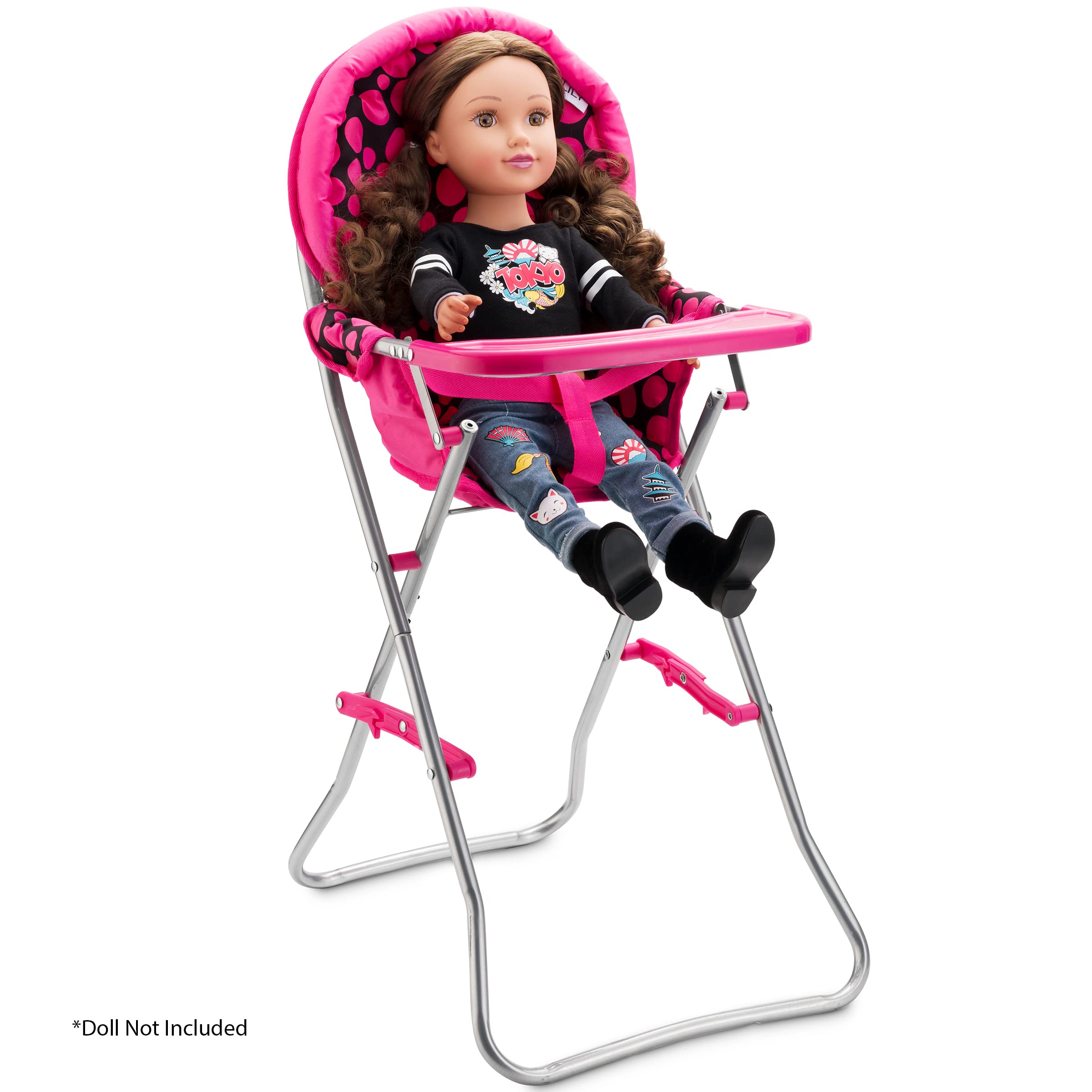 Premium Baby Doll Accessories Gift Set - Stroller, Bed, High Chair & Crib | Complete Doll Furniture Collection for Toddlers & Kids | Perfect for Role Play, Pretend Play & Gift Giving