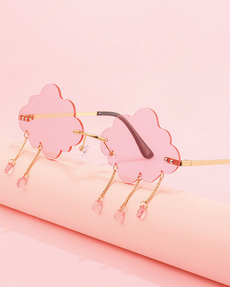 60s Pink Festive Cloud Glasses - Vintage Retro Sunglasses for Women & Men - Perfect for Parties, Festivals & Themed Events