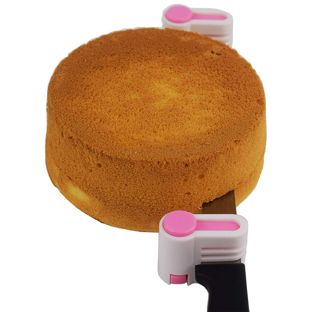 2PCS Pink Cake Leveler Slicer Tool - 5 Layer Cake Divider, Bread & Toast Cutter for Perfect Even Slices - Essential Baking Supplies for Home Bakers & Cake Decorating (Kitchen Baking Accessories)