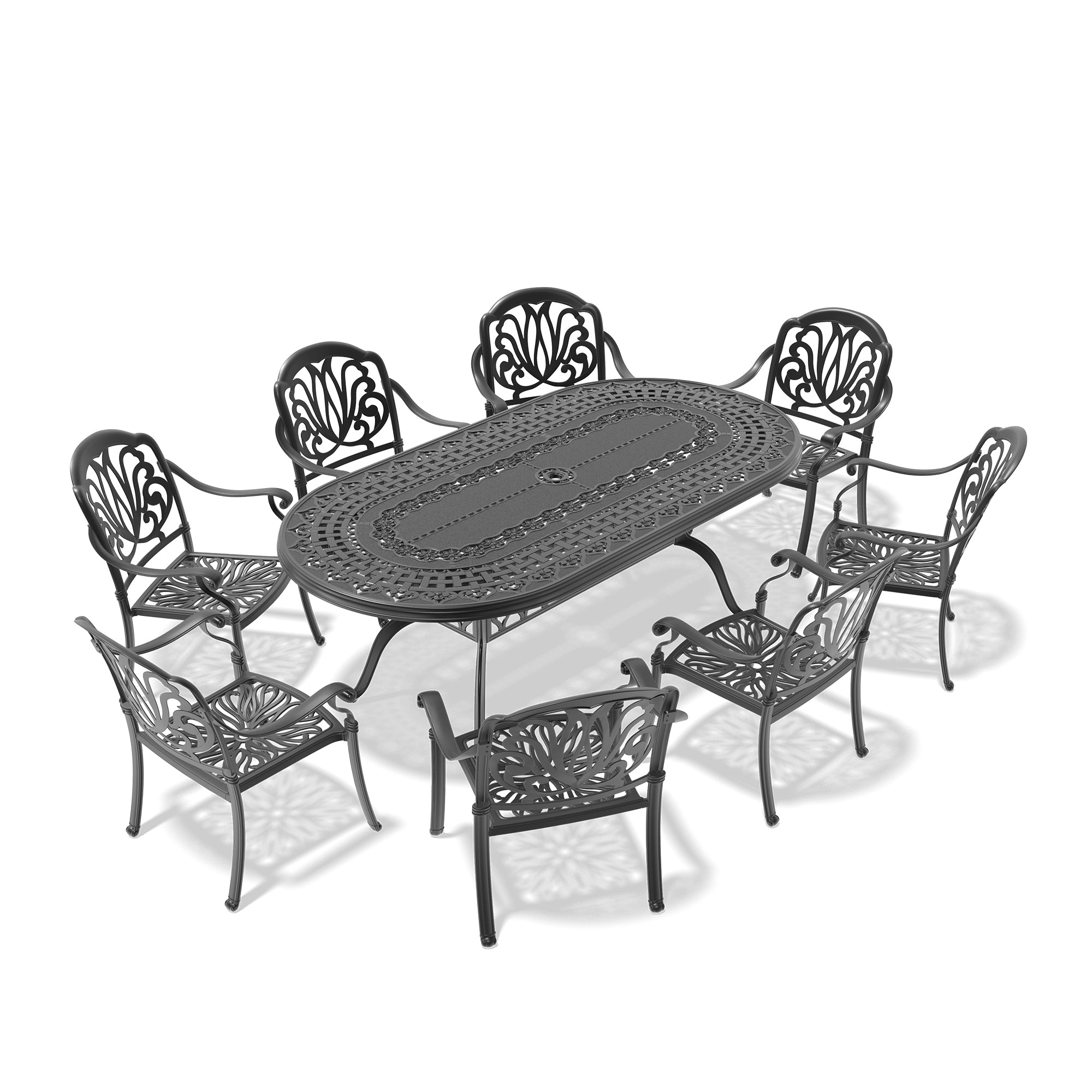 9-Piece Cast Aluminum Patio Furniture Set with Cushions (Random Colors) - Durable Outdoor Dining Set for Garden, Poolside & Backyard Relaxation