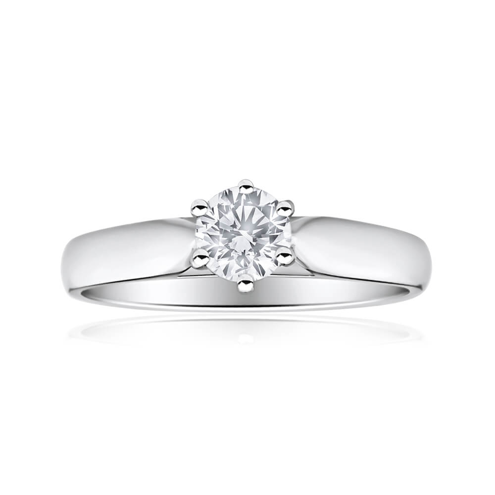 0.5 Carat Diamond Solitaire Ring in 9ct White Gold - Elegant Engagement & Wedding Band for Women