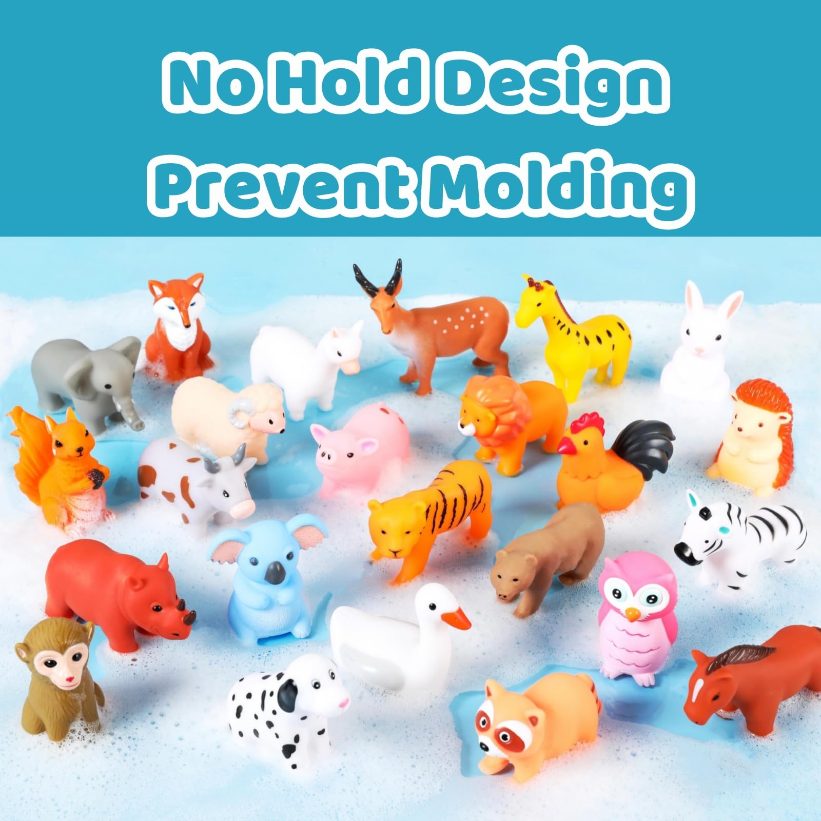 Best Baby Bath Toys for Infants 6-12 Months & Toddlers 1-3 Years - 24-Piece No Hole Bathtub Animal Toy Set - Safe, Fun & Educational Bath Time Play for Kids