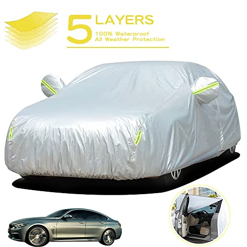 2023 Acura Integra Car Cover - Waterproof 190T High-Density Fabric for Indoor & Outdoor Use - Full Exterior Protection with Sunscreen (Sedan, Silver) | Perfect for Garage Storage, Winter Protection & Long-Term Vehicle Preservation