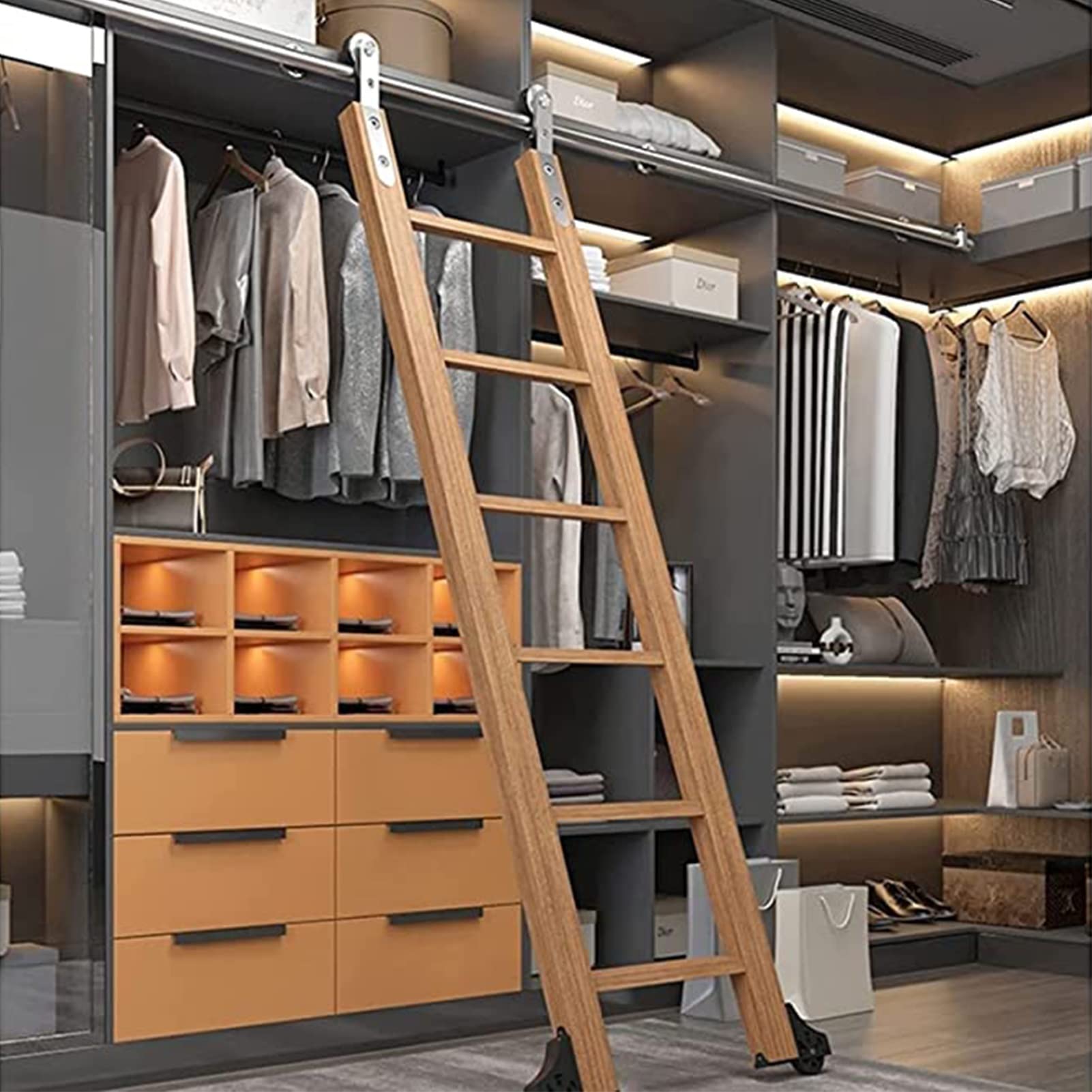 Stainless Steel Sliding Barn Door Hardware Kit with Round Tube Track - Perfect for Home, Interior, Loft, Library & Rolling Ladder Installation | Easy DIY Modern Space-Saving Solution