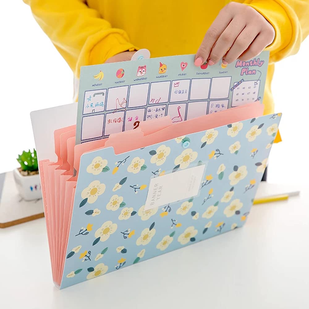 Expandable Plastic Snap Closure File Folder - 5 Pocket A4 Document Organizer for Office, School & Home (Yellow) - Perfect for Organizing Papers, Receipts & Important Documents