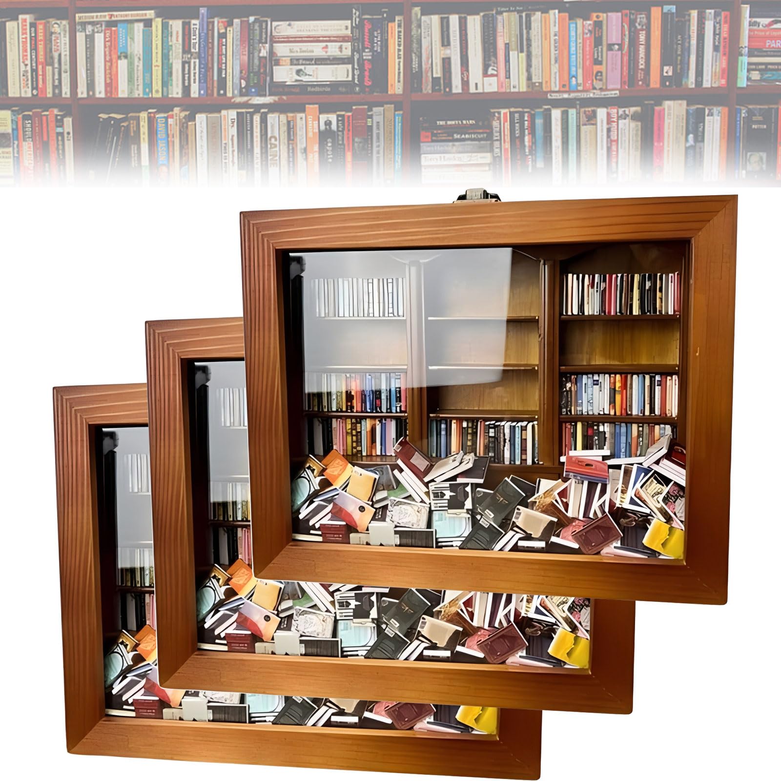 Miniature Book Matchbox Display Case Cabinet - Anxiety Relief Bookshelf for Book Lovers | Unique Home Decor & Thoughtful Gift Idea (3pcs) - Perfect for Bookshelves, Office Desks & Cozy Reading Nooks