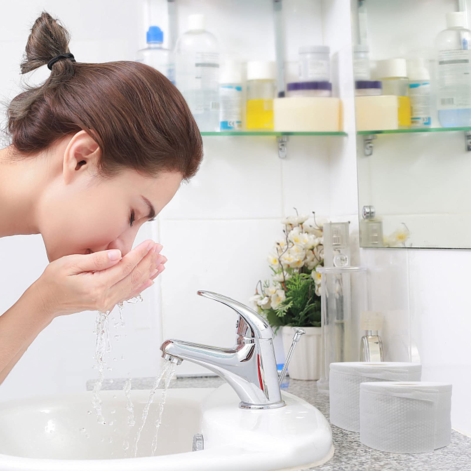 Lurrose Disposable Face Towels - Soft Non-Woven Cleansing Cloths for Makeup Removal & Skincare