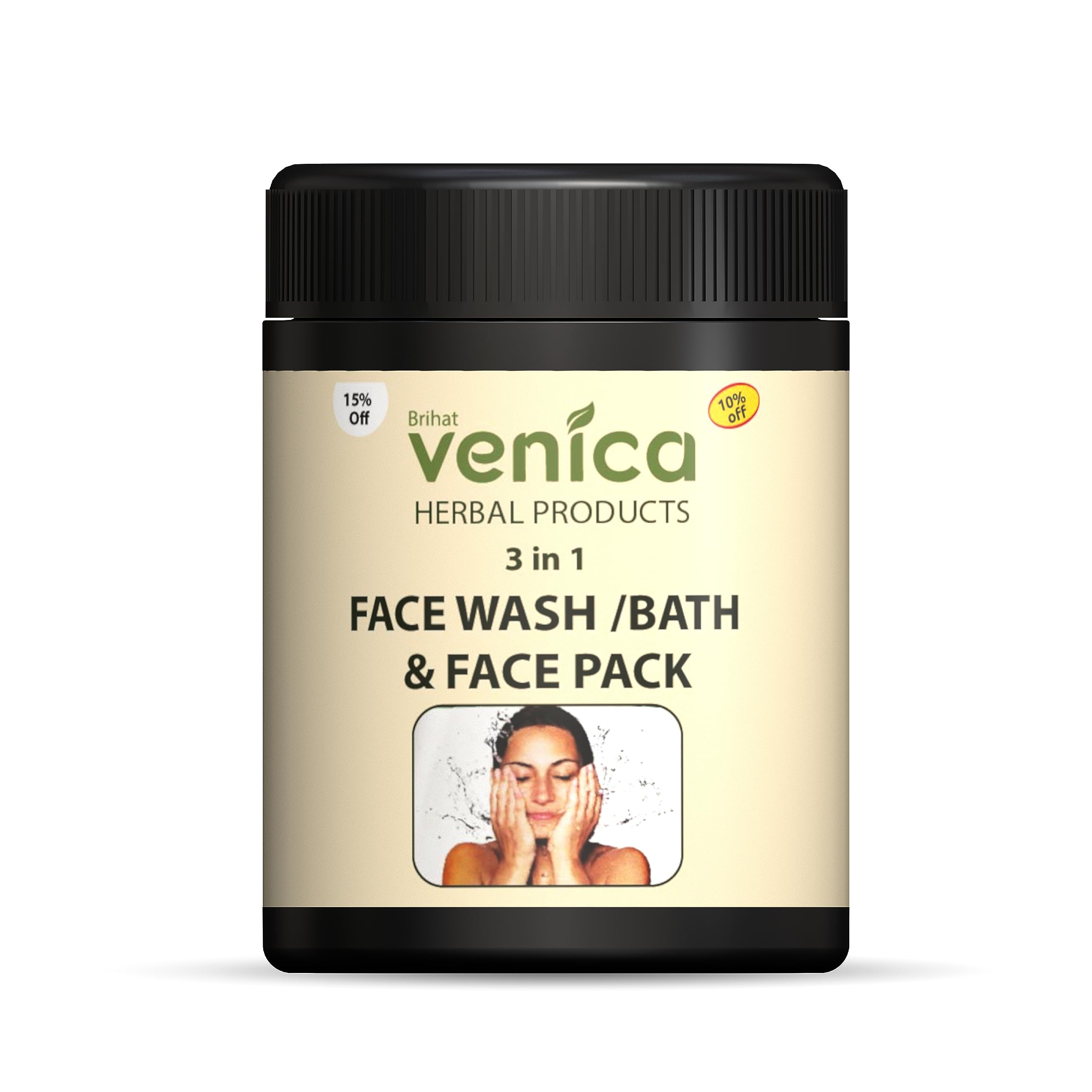 Venica Herbal Face Pack - 180gm | 100% Natural Tan Removal Cream for Soft, Even Skin Tone | Brightening Facial Mask for Daily Skincare & Glowing Complexion