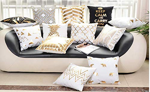 Decorative Throw Pillow Covers 18x18 Inches - Gold Foil Splash Lettering Design for Couch, Sofa & Bed - Modern Home Decor Accent Pillow Cases - Perfect for Living Room, Bedroom & Office Decor