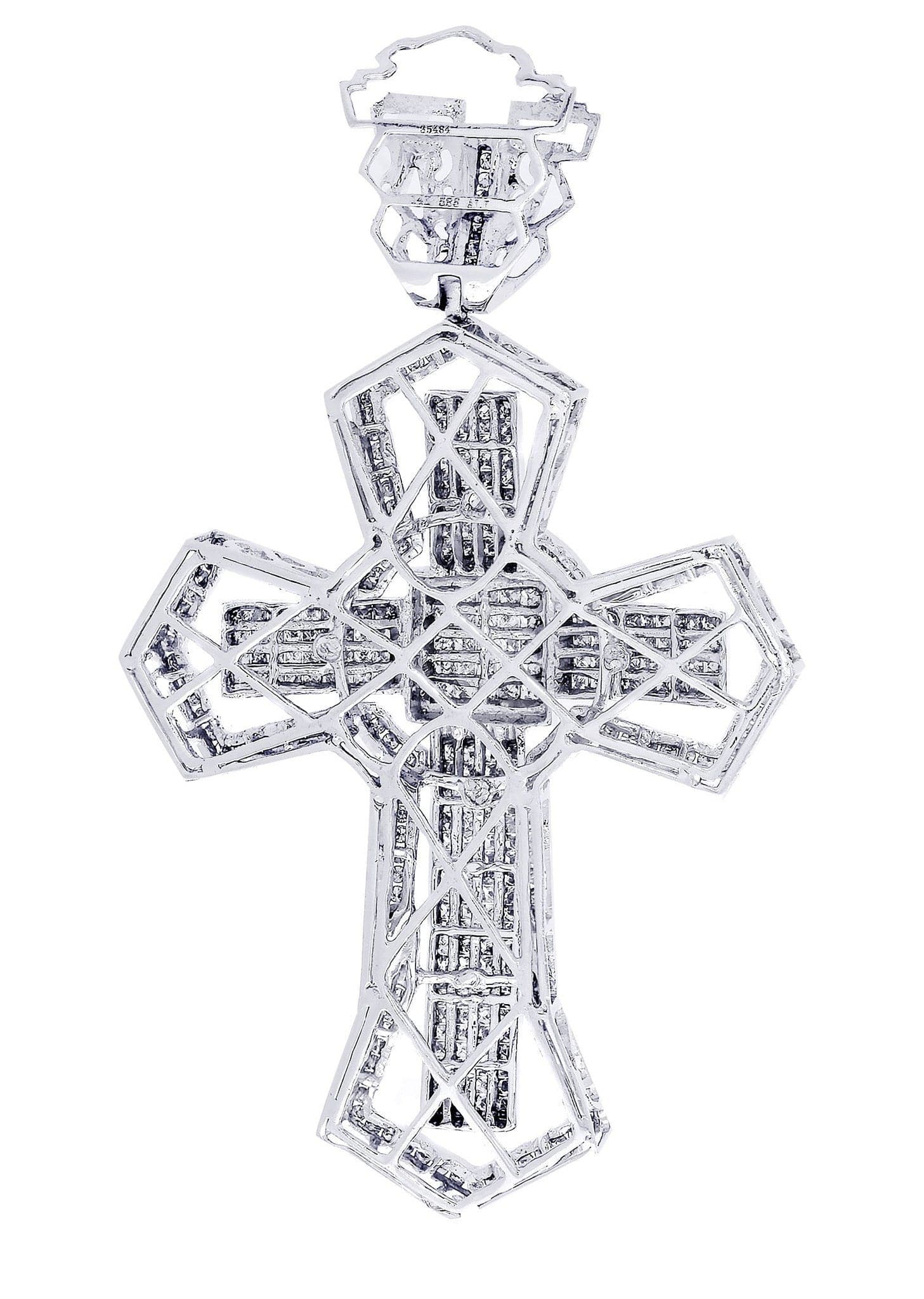 4.1 Carat Diamond Cross Pendant Necklace - 22.95 Grams Solid Gold Jewelry for Women - Perfect for Church, Weddings & Special Occasions