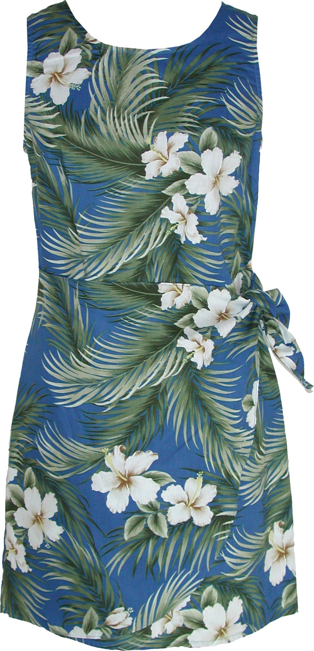 RJC Women's White Hibiscus Mock Wrap Side Tie Sarong Dress - Beach Vacation, Pool Party, Summer Outfit
