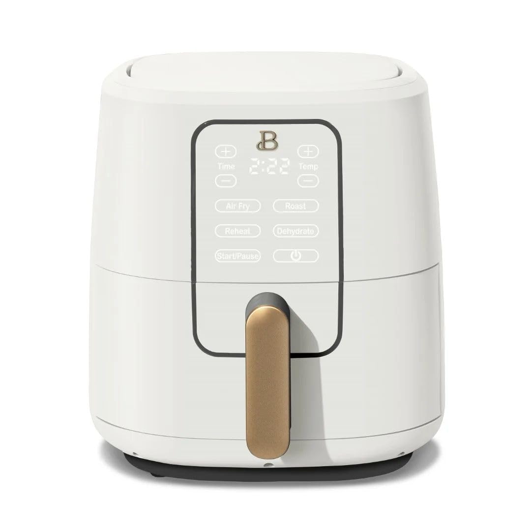 6 Qt Air Fryer with TurboCrisp Technology - Touchscreen Control, Adjustable Temp 175°F-400°F, Nonstick Basket, Fast & Even Cooking - Perfect for Family Dinners, Meal Prep & Healthy Snacks - White Icing Design