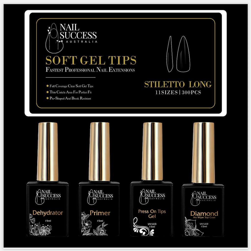 Soft Gel Press On Nail Kit - Long Lasting Fake Nails with Glue & Nail File - Perfect for Home Manicure, Parties & Special Occasions
