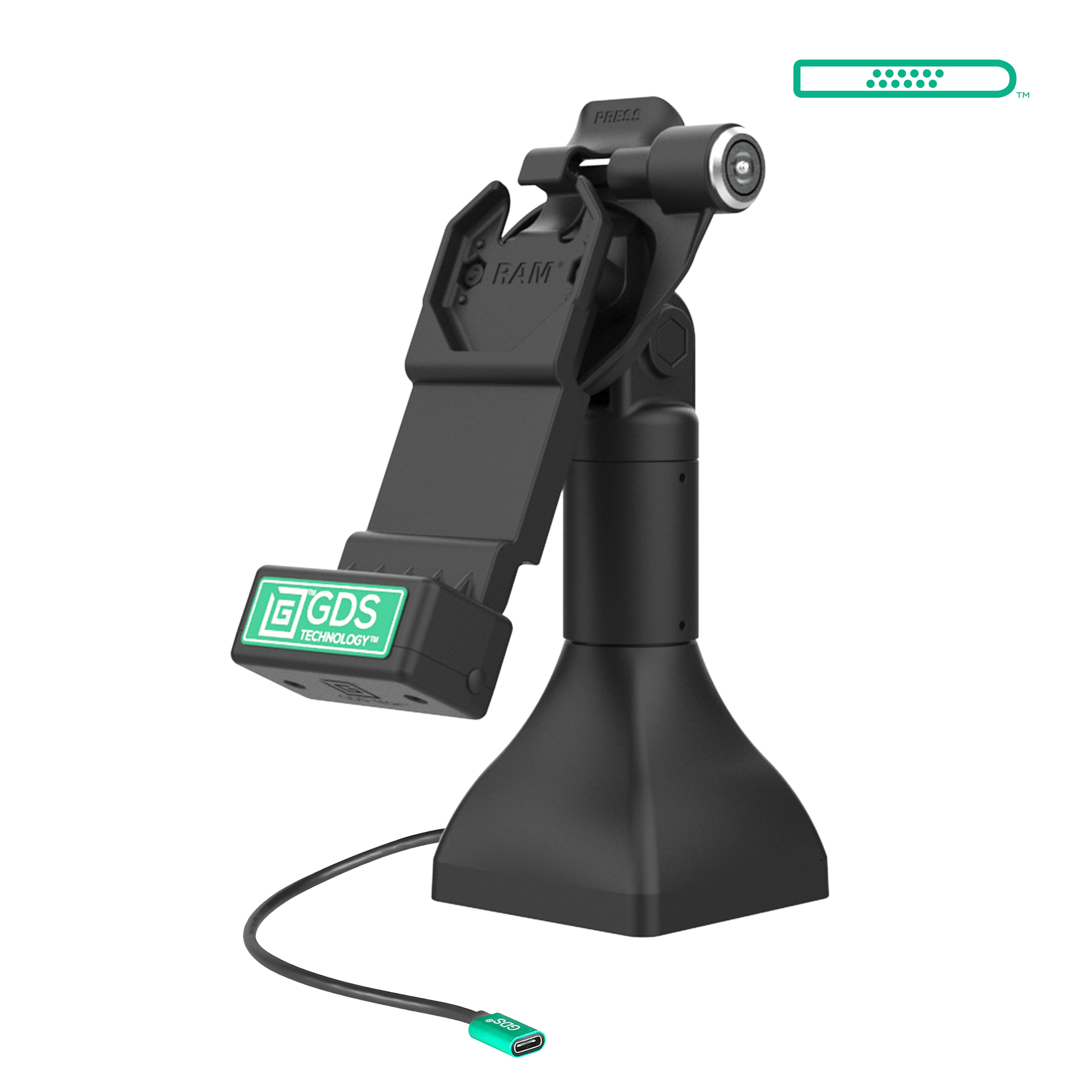 GDS® Uni Conn™ 7 Locking Pedestal Dock with USB-C Port | RAM Mount GDS DOCKLR D11 7 U1C | Perfect for Marine, RV & Truck Use