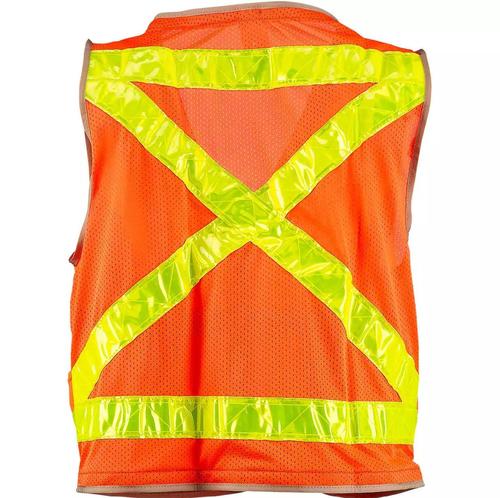 High Visibility SECO Class 2 Surveyor's Safety Vest with Breathable Mesh Back - Orange, Medium (44-46