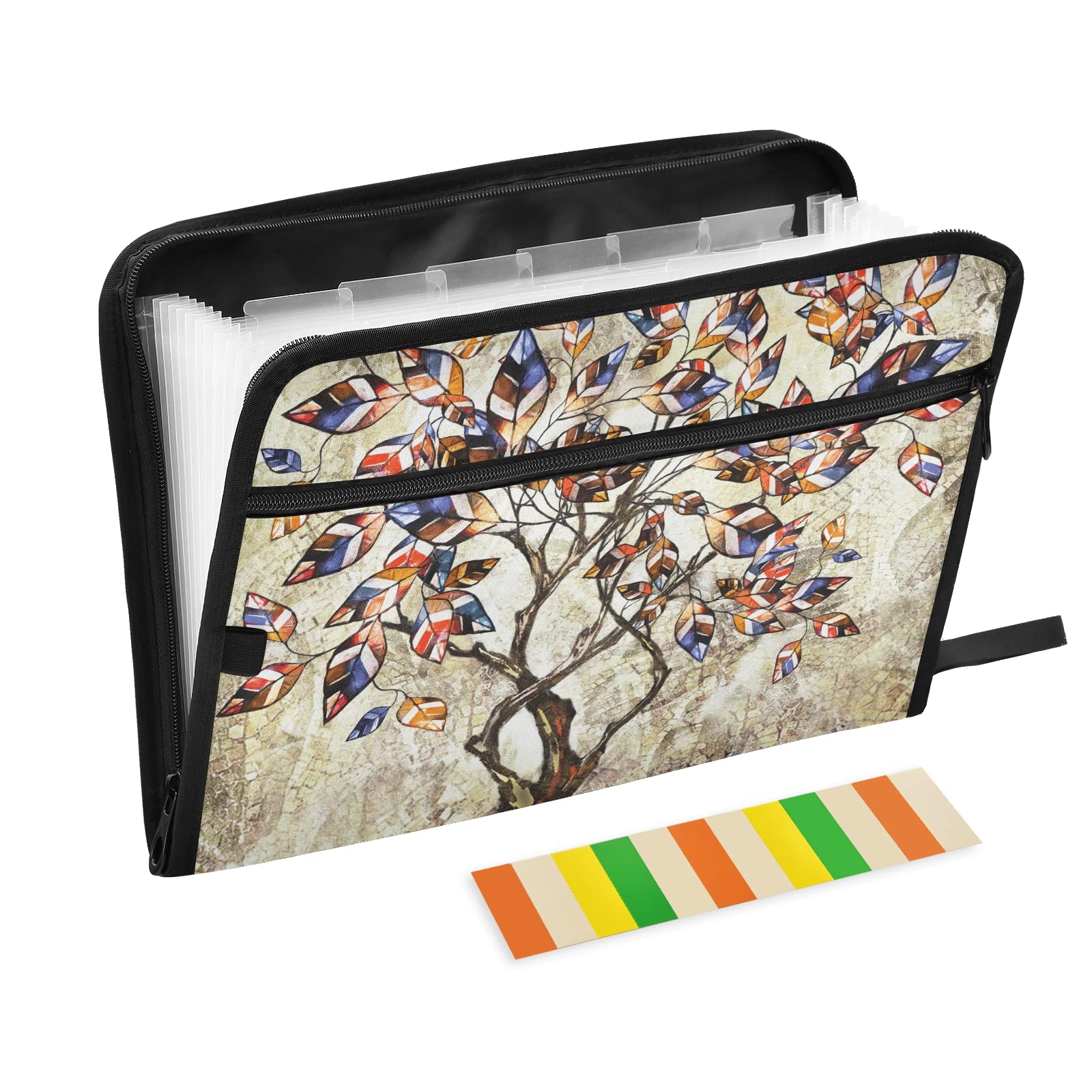 UMIRIKO 13-Pocket Expanding File Folder with Sticky Labels - A4 Letter Size Accordion Document Organizer with Zipper Closure (20212447) - Perfect for Office, School, and Home Organization