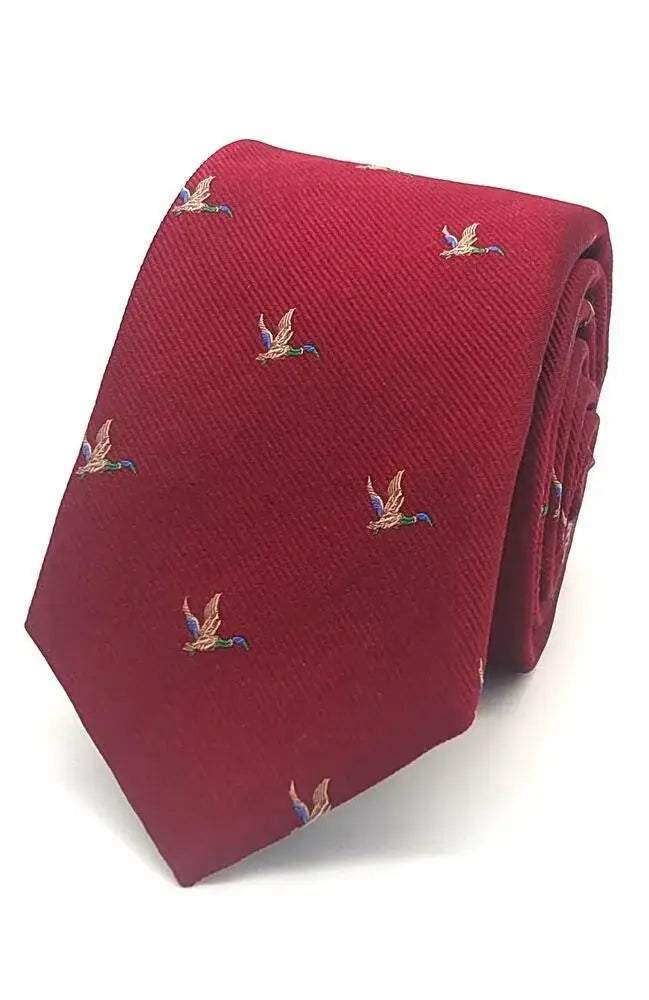 LA Smith Country & Hobby Flying Duck Silk Necktie - Elegant Duck Pattern Tie for Business, Wedding & Formal Occasions
