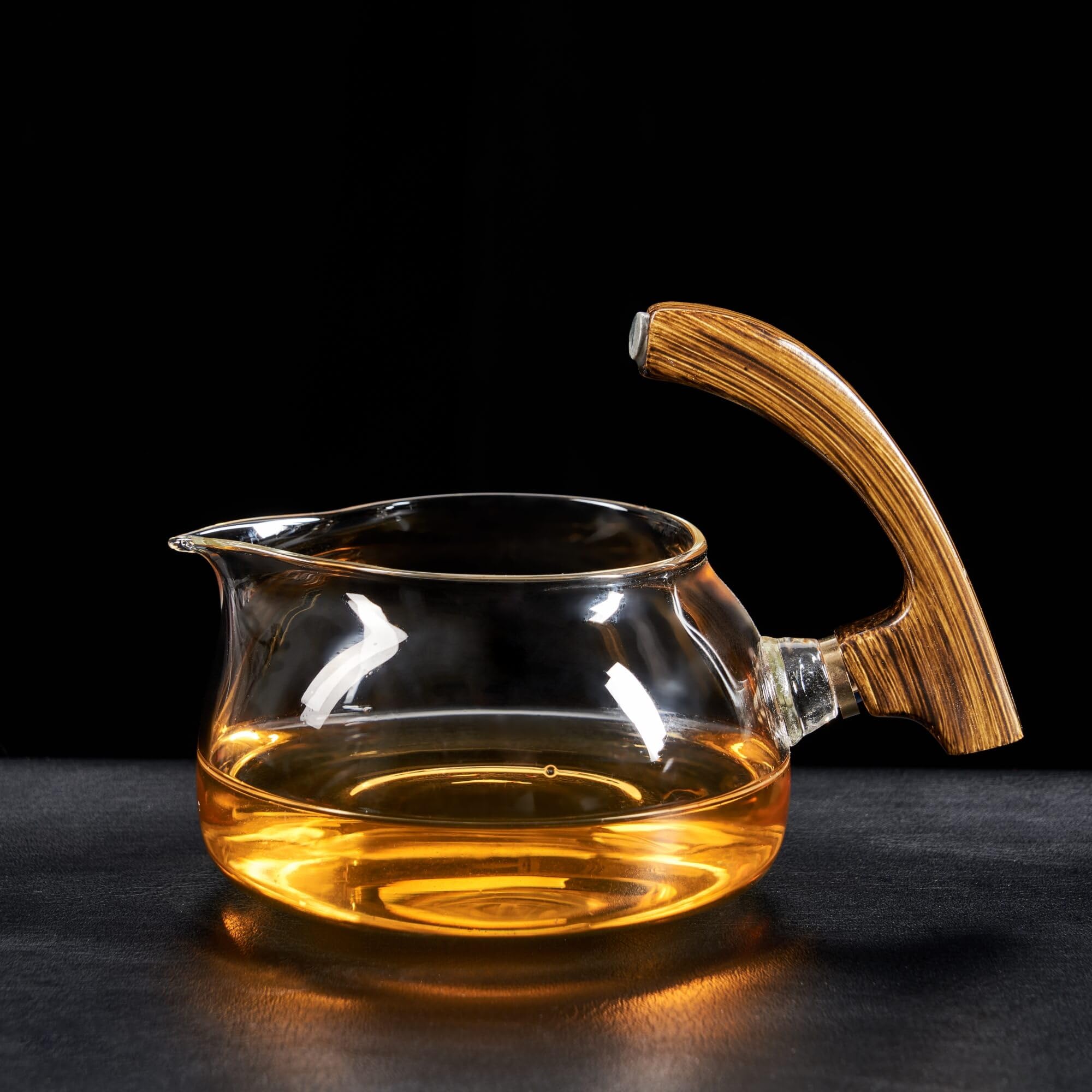 Premium Semi-Automatic Glass Kung Fu Tea Set with Infuser & 6 Small Cups - Traditional Chinese Brown Teapot for Home, Office & Tea Ceremony Use