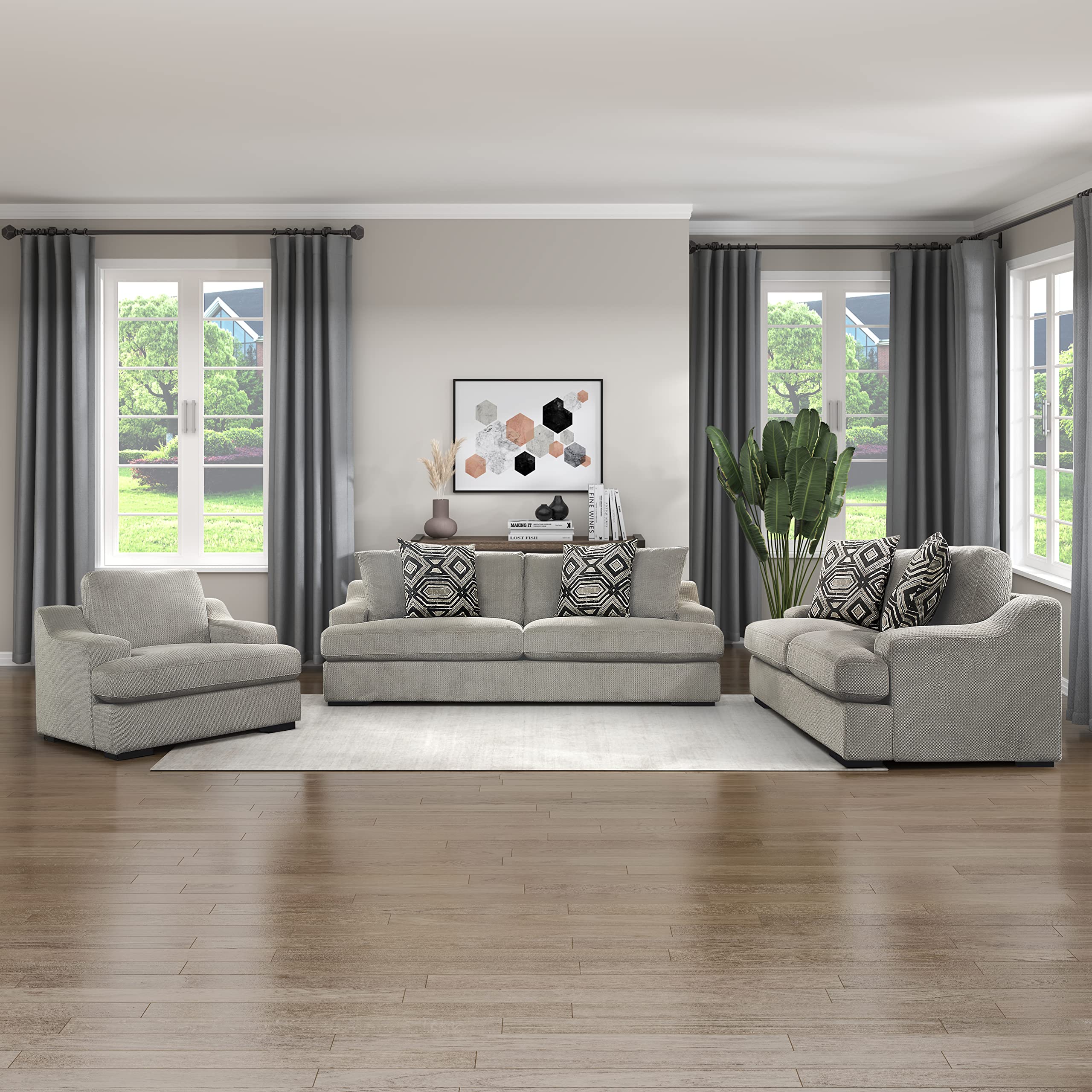 Lexicon Dewitt Modern Living Room Chair - Light Gray Fabric Upholstered Accent Chair for Home, Office & Lounge - Comfortable & Stylish Seating for Relaxing, Reading & Entertaining Guests