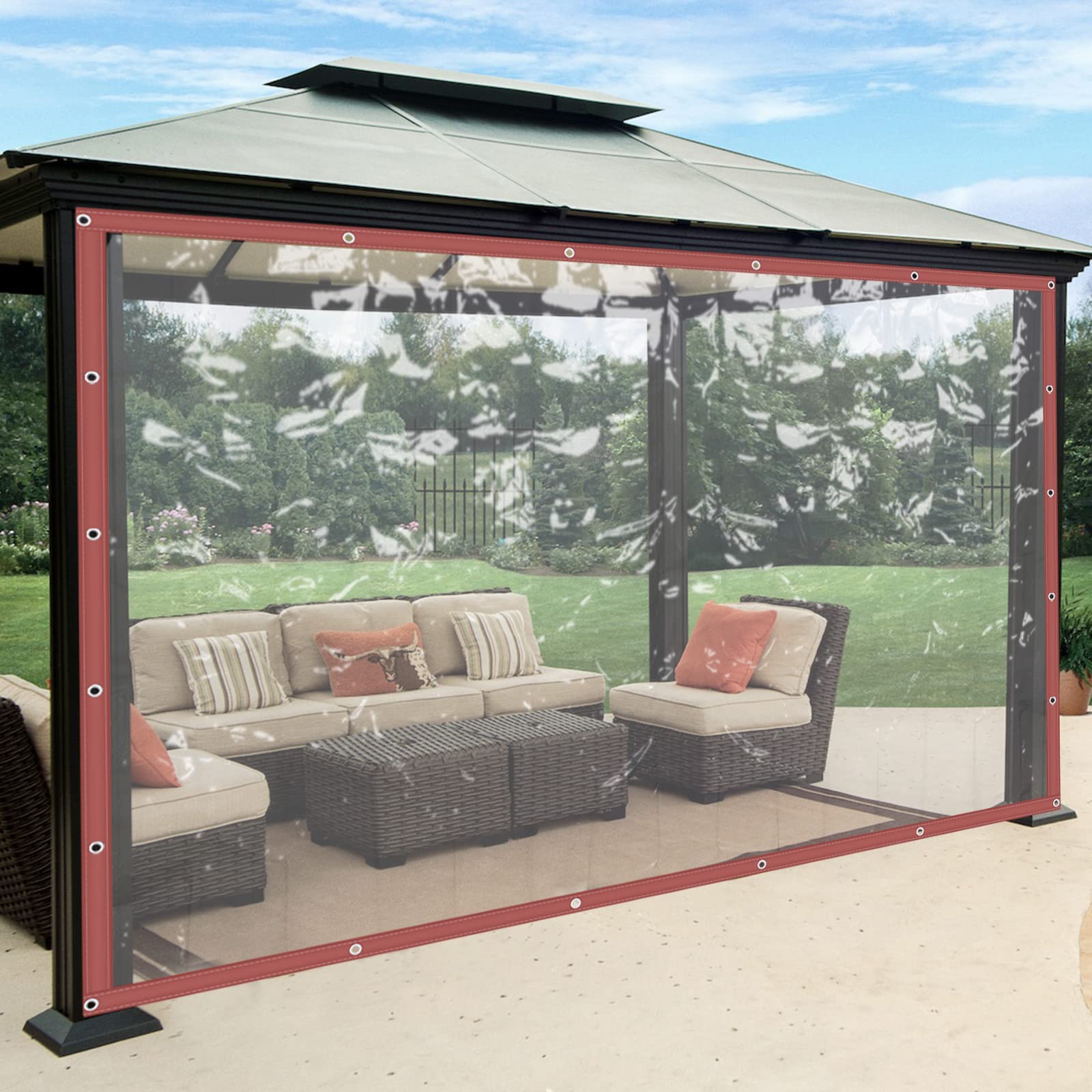 **Waterproof Clear PVC Vinyl Tarp - 8 x 20ft Heavy Duty Clear Awning Canopy for Patio, Porch, Gazebo & Screen Rooms - UV Resistant, Tear & Aging Proof - Ideal for Outdoor Protection, Dust Cover & Enclosures**