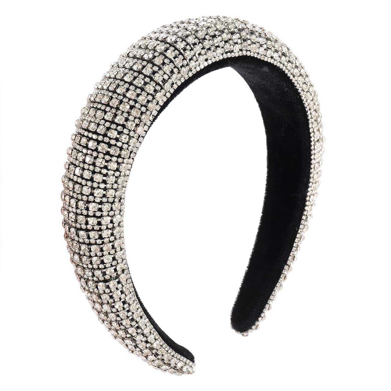 Sparkly Rhinestone Crystal Headbands for Women - Elegant Padded Velvet Hairband with Colorful Bejewelled Design, Perfect for Wedding, Party & Holiday Events - Stylish Hair Accessories for Girls & Women