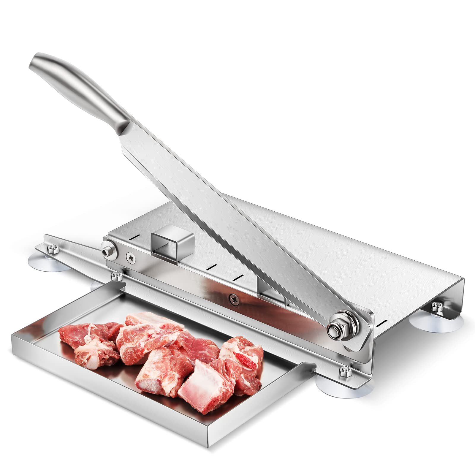 BAOSHISHAN Manual Meat Slicer & Bone Cutter - Heavy Duty Ribs Chopper for Fish, Chicken, Beef, Frozen Meat & Vegetables - Deli Food Slicing Machine for Home Cooking & Kitchen Prep - Perfect for Meal Prep, BBQ, and Butchering
