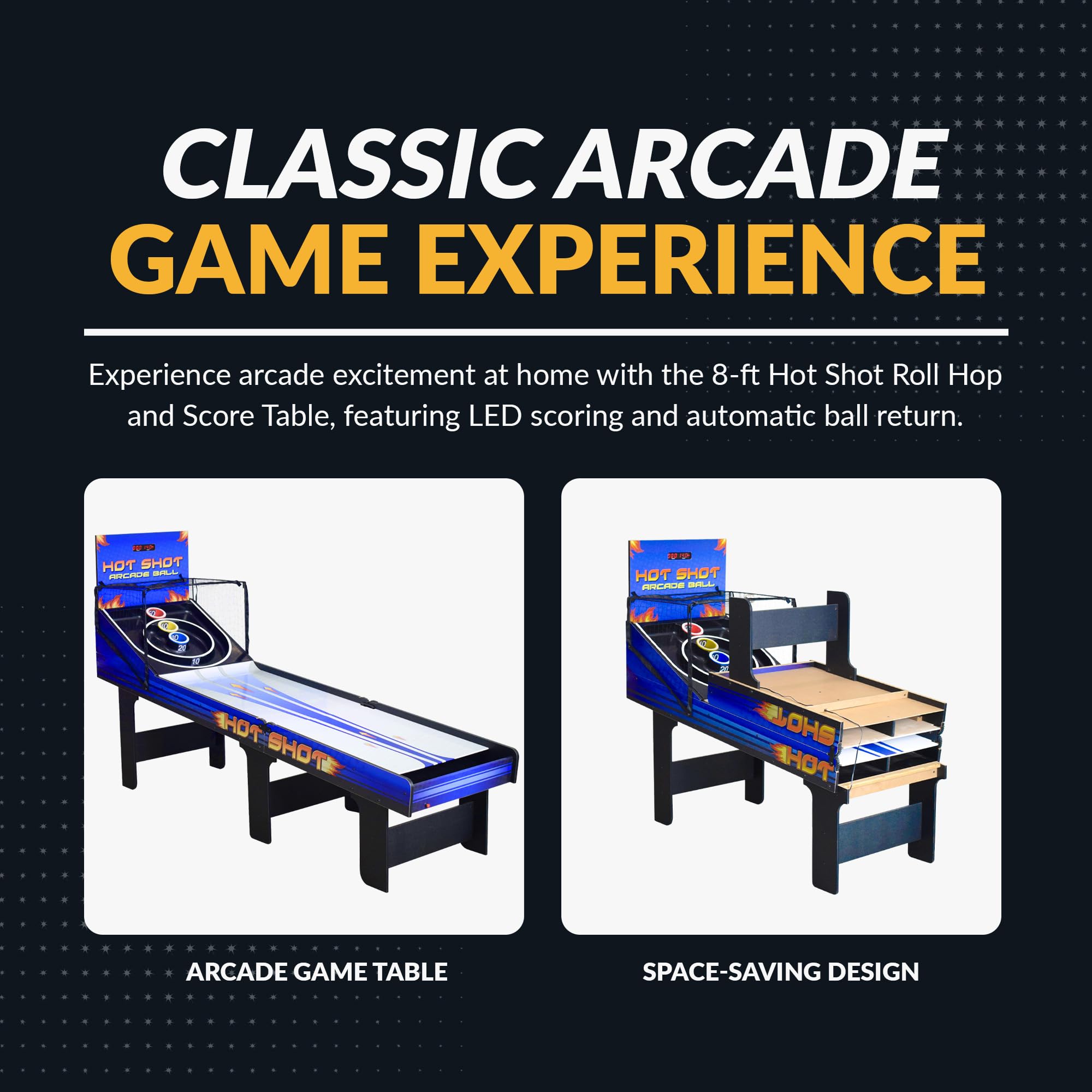 Hot Shot 8-Foot Arcade Ball Table - Fun Indoor Game for Family & Friends - Perfect for Game Rooms, Parties, and Recreation Centers