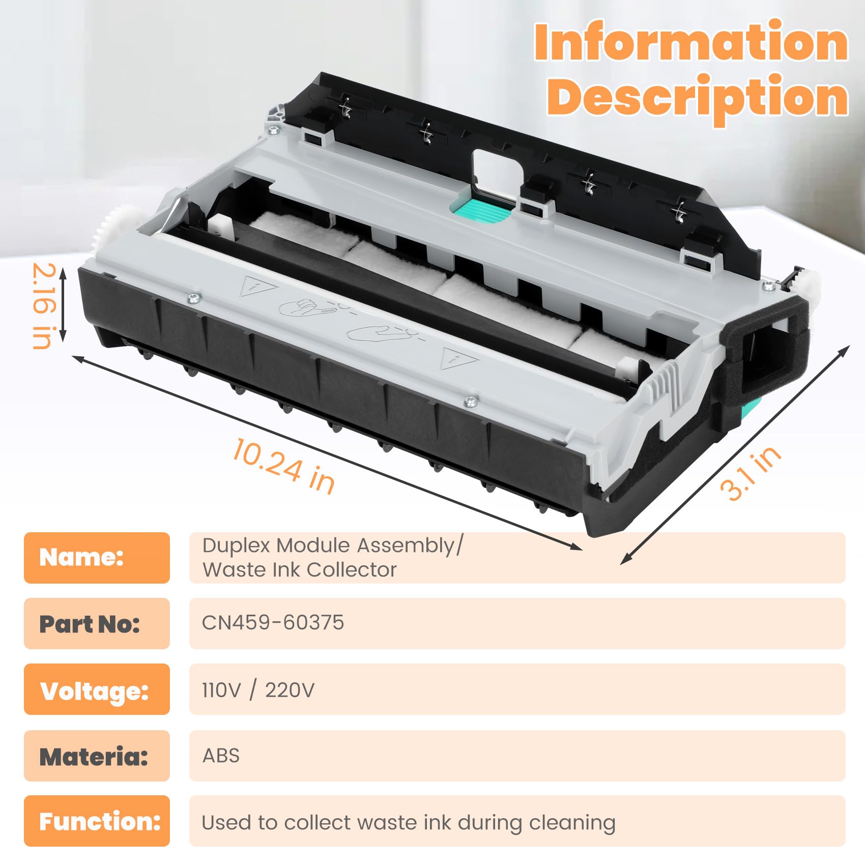 HP OfficeJet Pro X451 X452 X476 X477 X551 X552 X576 X577 Duplex Module Assembly CN598-67004 CN459-60375 & HP 973 974 Printer Ink Waste Collection Unit CN459-60377 - Compatible Replacement Parts for Home & Office Printing