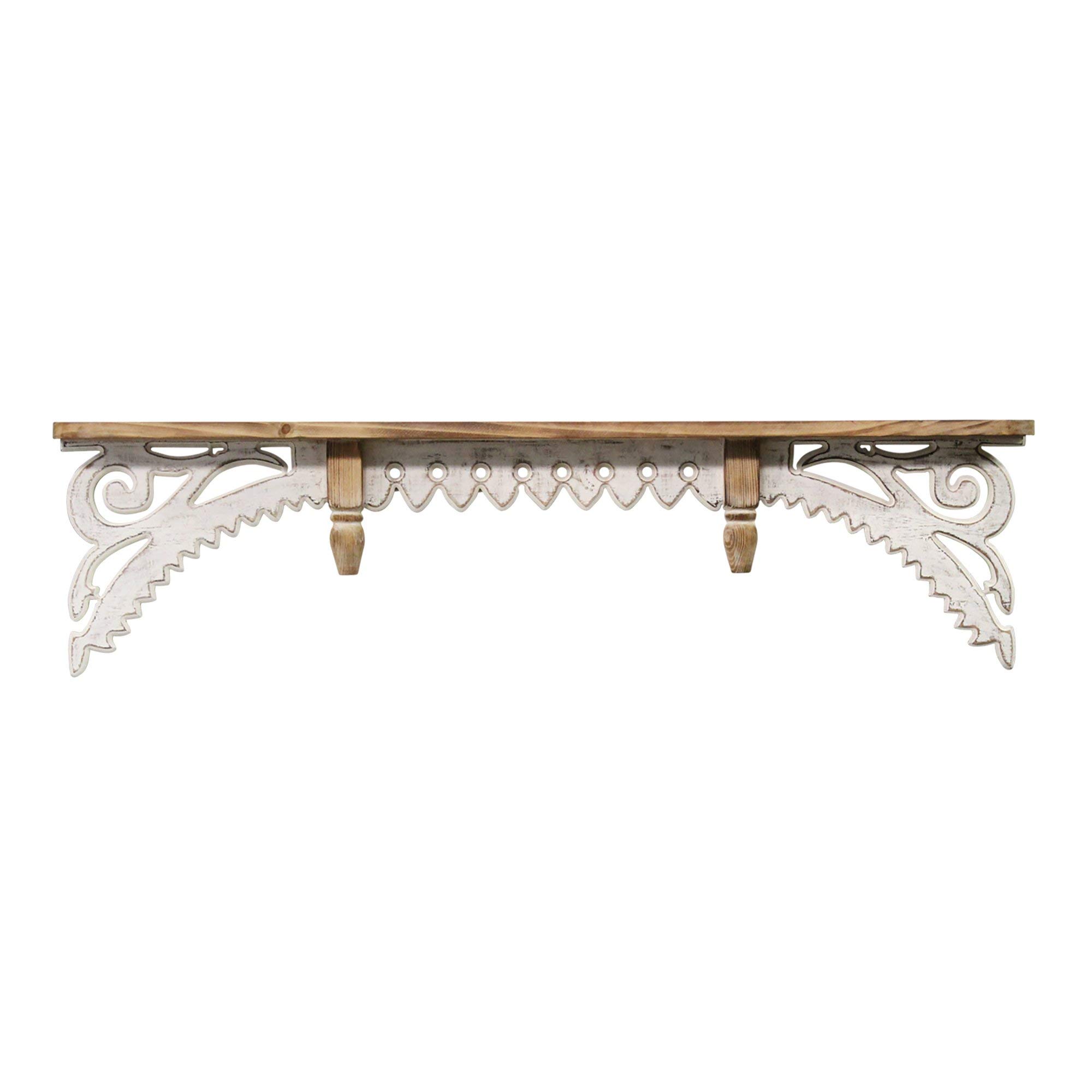 Vintage Distressed Wood Wall Shelf - Rustic Farmhouse Decor for Living Room, Bedroom & Kitchen - Handmade Solid Wood Floating Shelves for Home Storage & Display