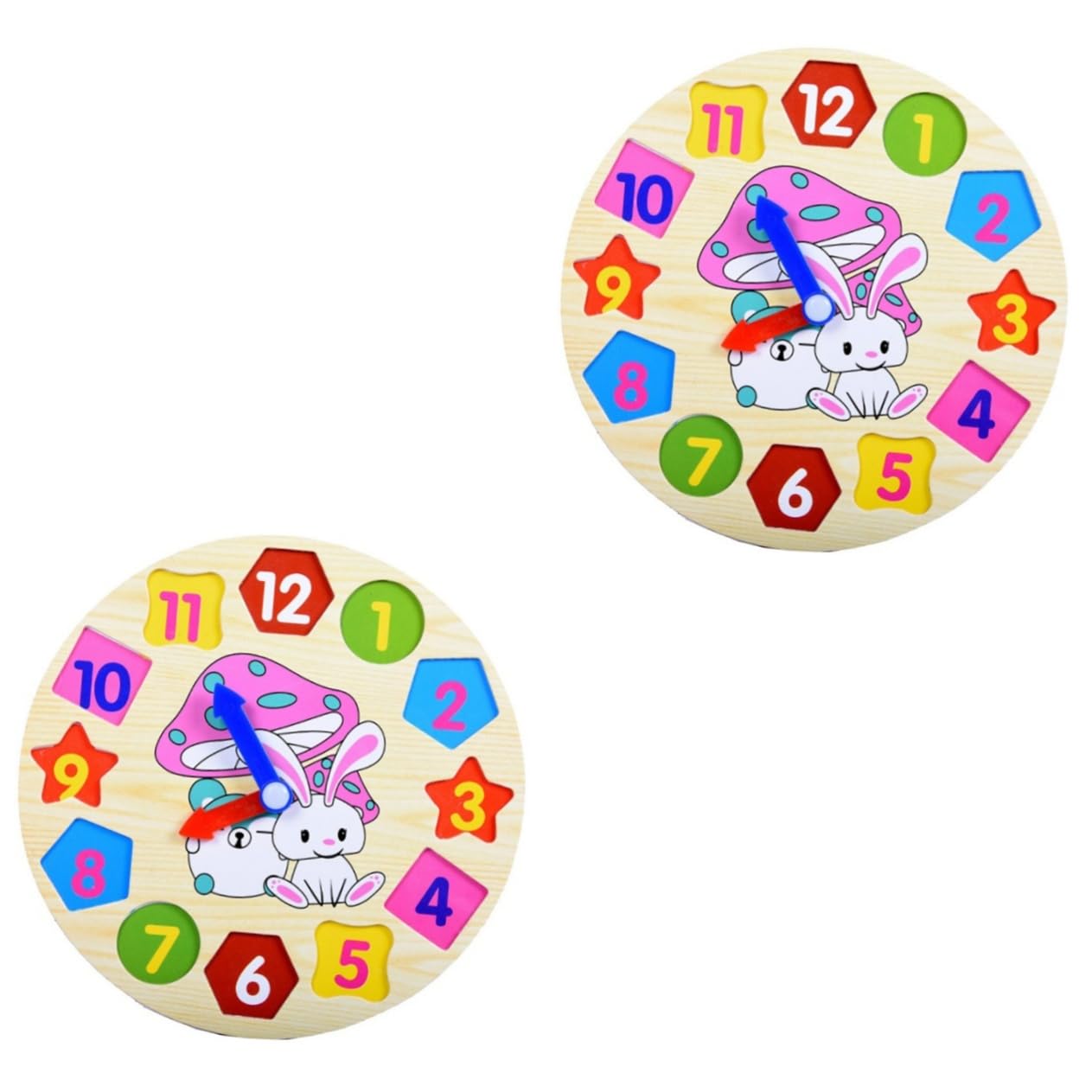 SAFIGLE 2-Pack Bunny Clock Building Blocks for Kids - Educational Digital Clock Toy Set with Puzzle Play, Child Safe Bamboo Playset - Perfect for Learning Time & STEM Activities in Classroom or Home Playroom