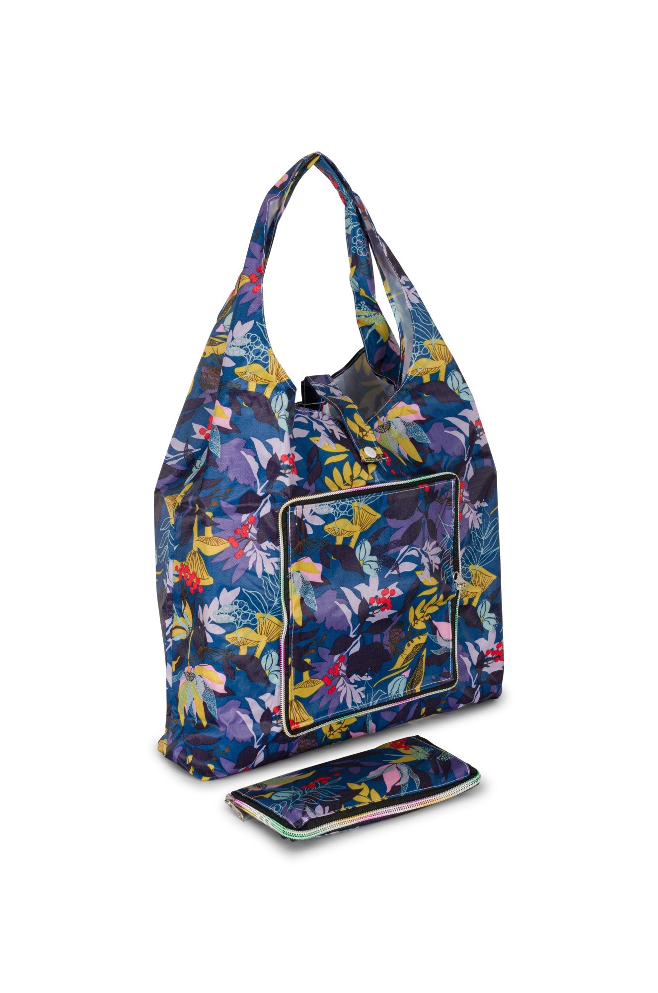 Foldable Shopping Bag - Reusable & Eco-Friendly Grocery Tote in Purple Tropics Design (Model 0999A1) | Perfect for Grocery Shopping, Beach Trips & Farmers Markets