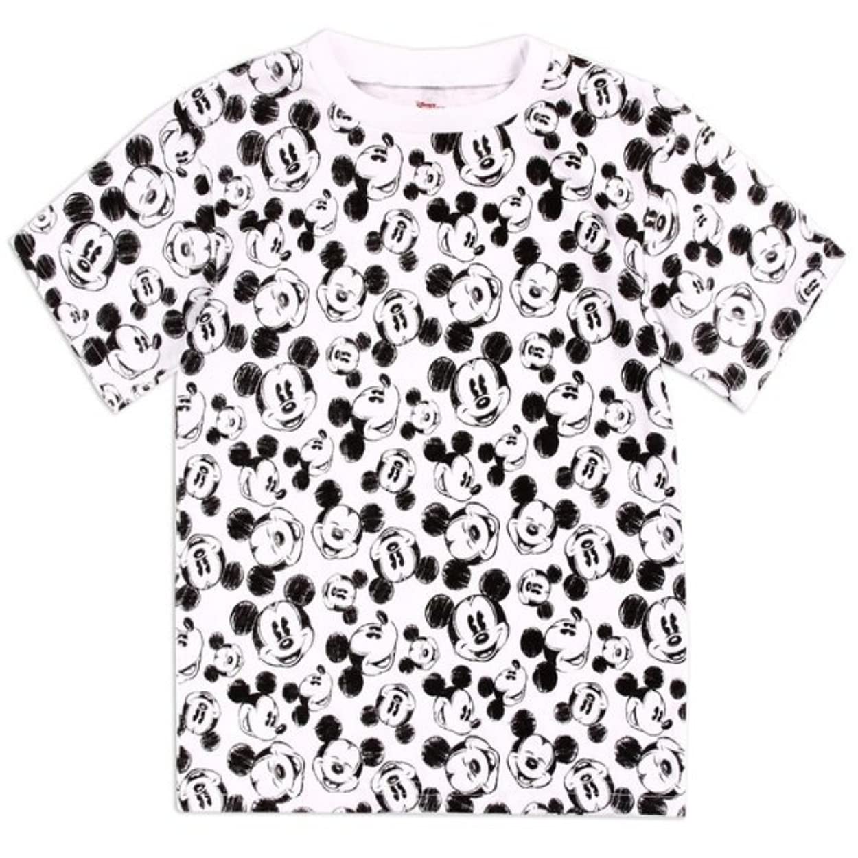 Disney Mickey Mouse All Over Print T-Shirt for Boys Size 4-7 - Black & White Cotton Tee for Kids Playtime & Birthday Parties
