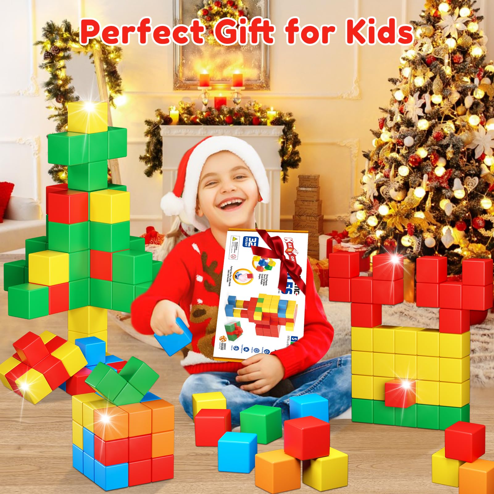 Magnetic Building Blocks for Kids - 1.42 Inch STEM Educational Toys for Toddlers Ages 1-8 | Montessori Sensory Learning Toys for Boys & Girls | Perfect for Classroom, Home Play & Early Childhood Development