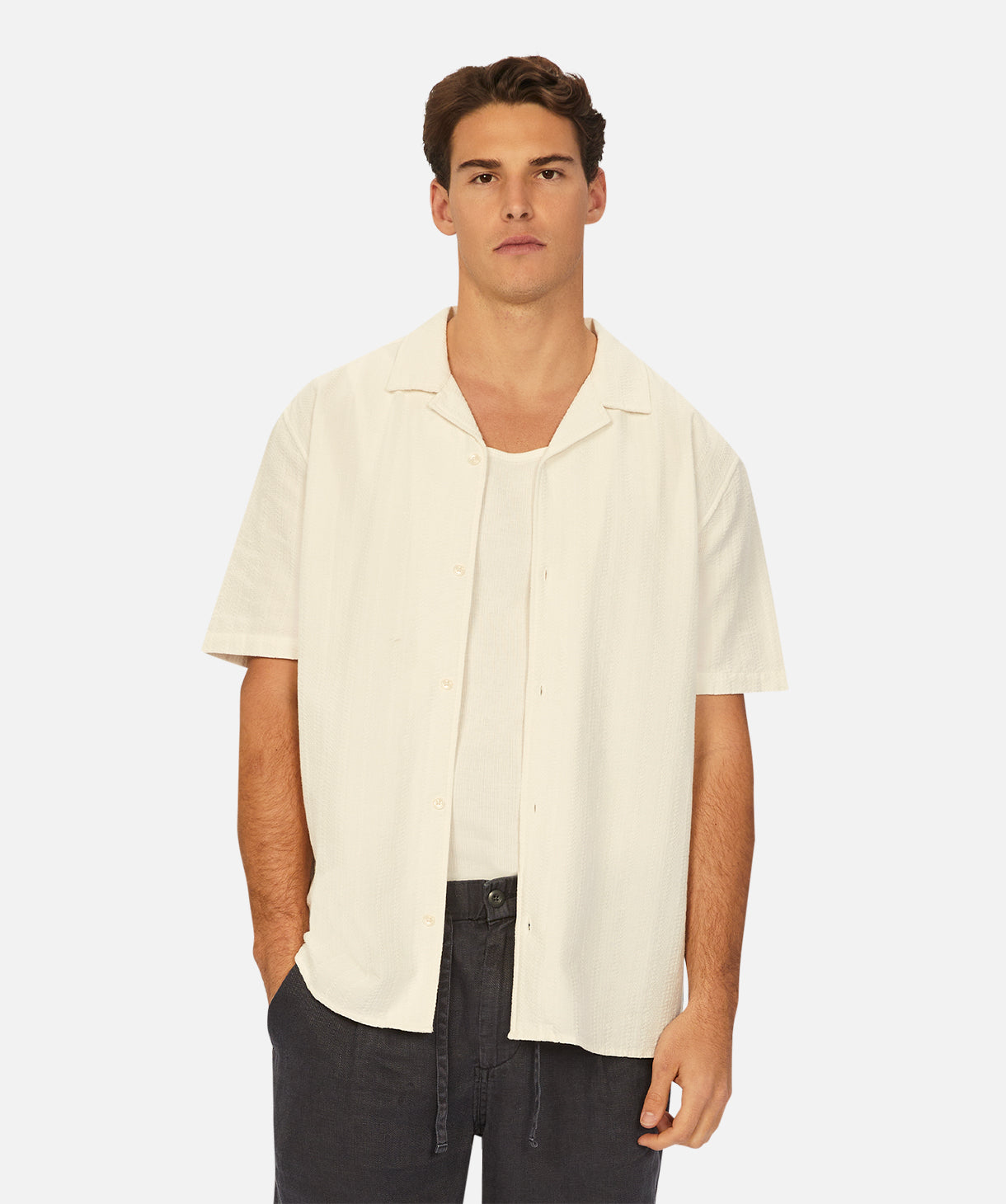 Viana Short Sleeve Shirt for Women - Soft Cotton Crewneck T-Shirt in Cream Color | Casual Wear, Summer Outfits, Everyday Comfort