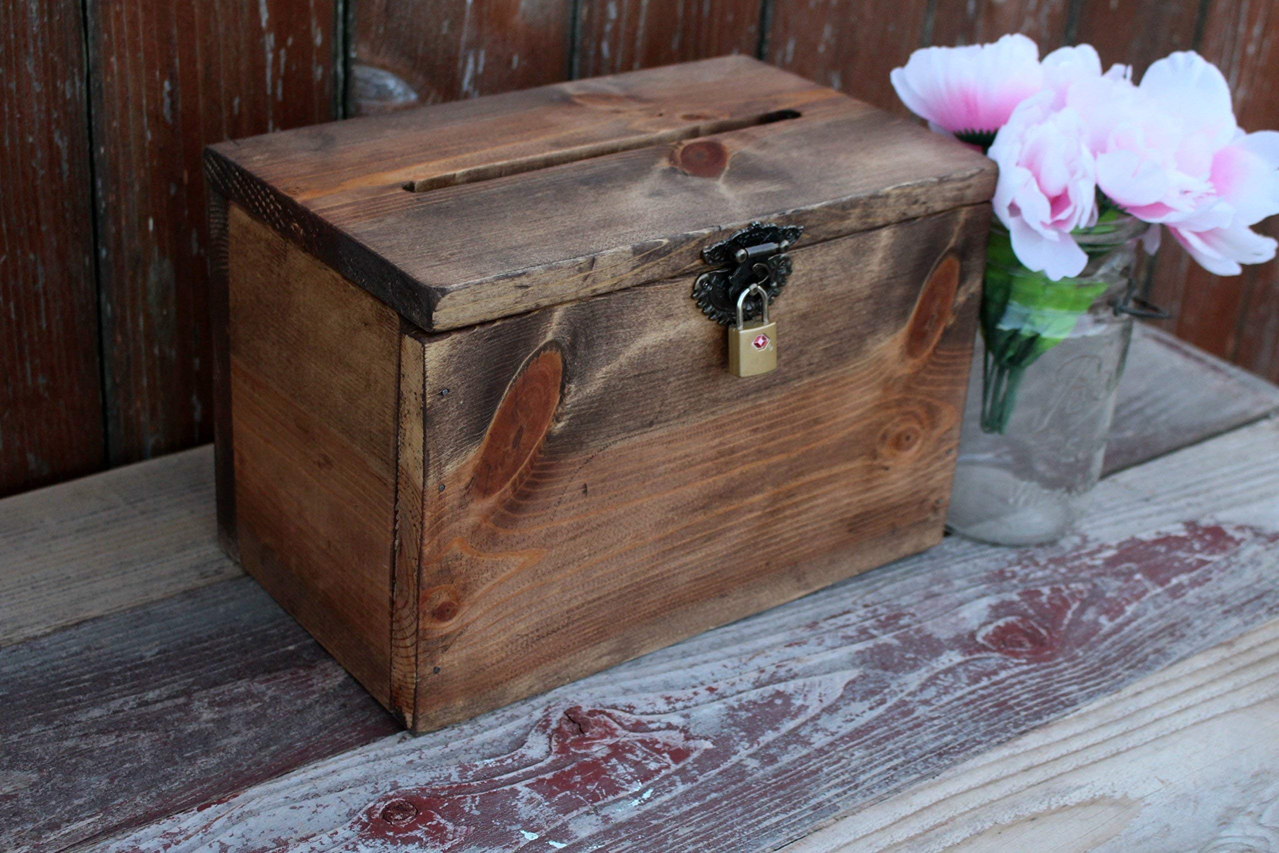 Personalized Engraved Wood Wedding Card Box with Slit & Lock - Elegant Gift for Bridal Showers, Wedding Receptions & Anniversary Celebrations