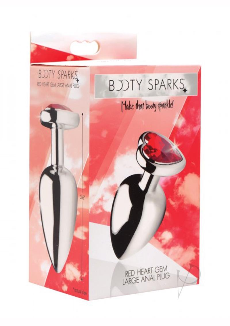 Booty Sparks Heart Gem Large Anal Plug - Red | Jeweled Butt Plug for Women & Men | Perfect for Sensual Play, BDSM & Couples Fun