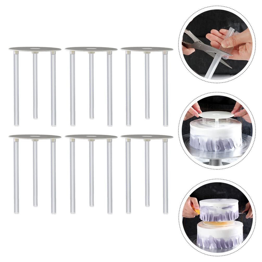 Operitacx 6-Piece Reusable Cake Tier Support Kit - Sturdy Cake Stacking Dowels & Boards for Tiered Cake Construction - Perfect for Wedding, Birthday & Special Occasion Baking Supplies