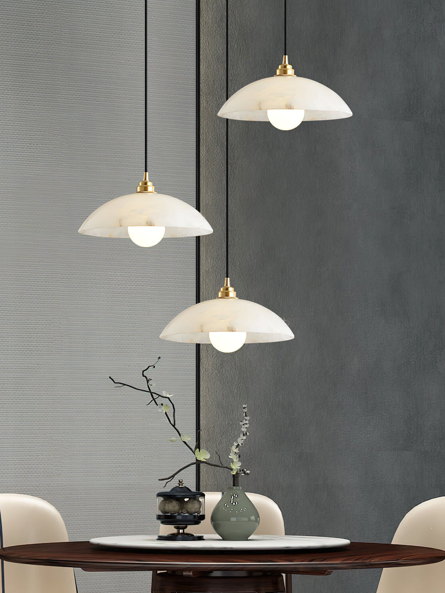 Elegant Dome Alabaster Pendant Light - Modern Crystal Glass Ceiling Lamp for Dining Room, Kitchen Island & Bedroom Lighting