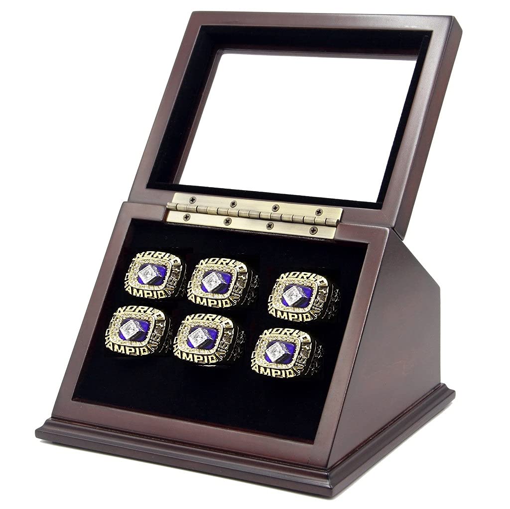 Premium Wooden Shadow Box Display Case for Sports Championship Rings - 1 to 7 Slot Options with Glass Window (Rings Not Included) - Perfect for Trophy Rooms, Memorabilia Collections & Sports Fan Gifts