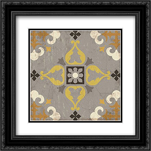 Pela Studio 15x15 Inch Black Ornate Framed Double Matted Museum Art Print - Golden Glow Square VIII Wall Decor | Perfect for Living Room, Bedroom, Office & Gallery Display
