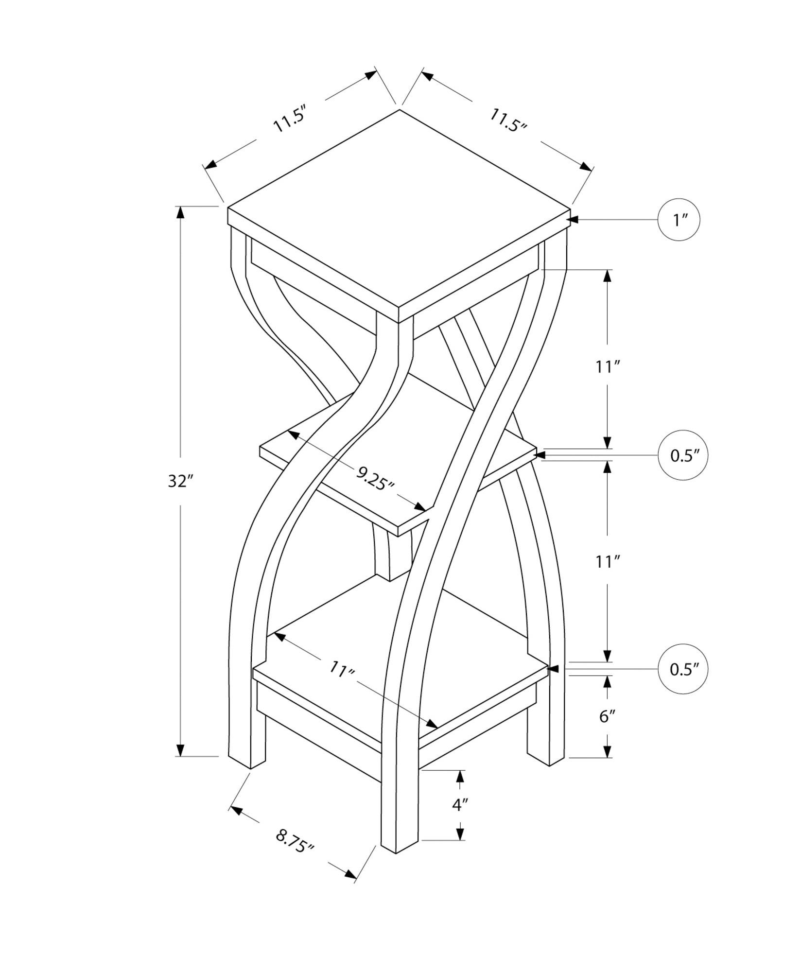 Modern Accent Table 32 Inches Height in Black - Perfect for Living Room, Bedroom, or Entryway Decor