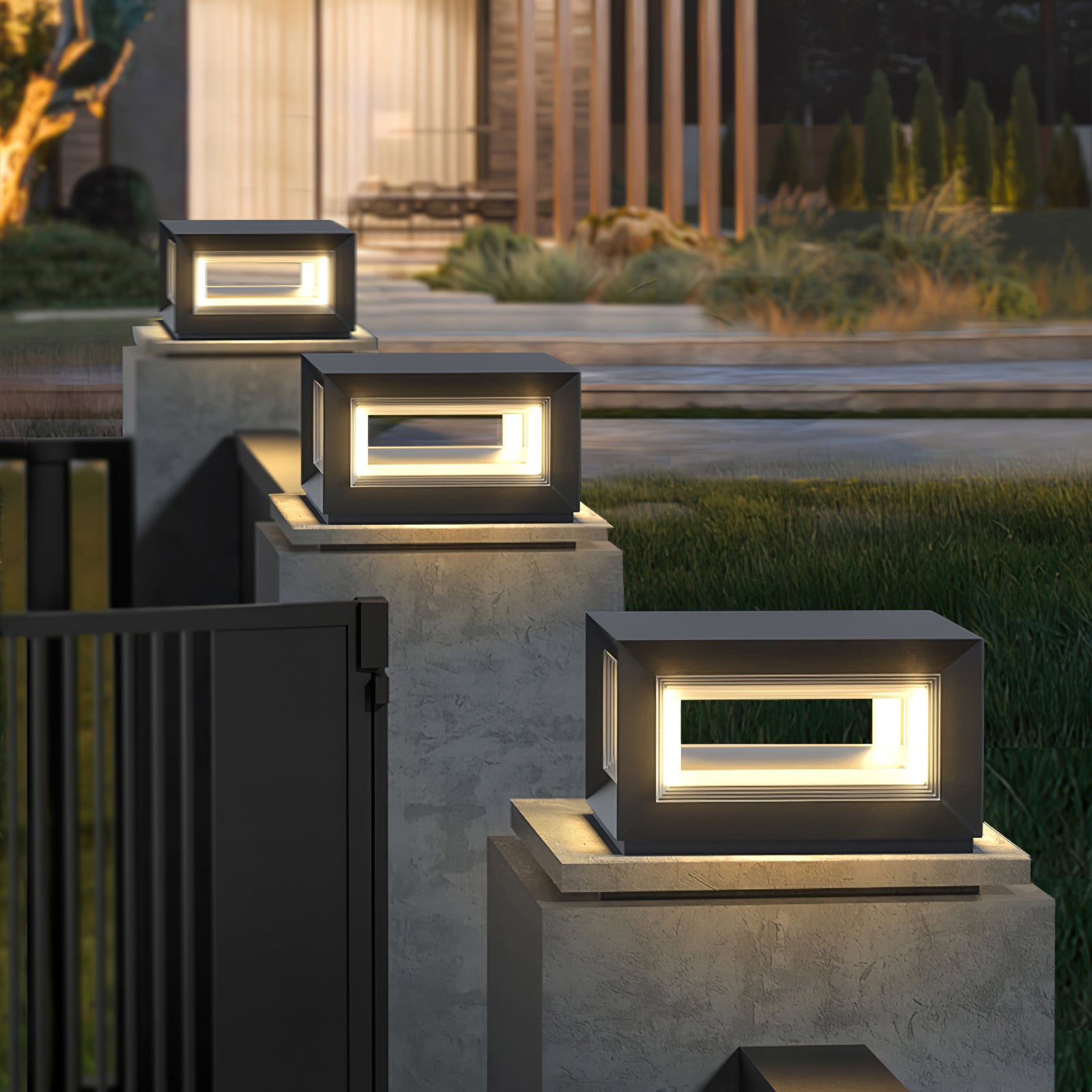 Modern LED Light Cube Outdoor Post Light - Waterproof Solar Powered Garden Lighting for Pathways, Driveways & Patio Decor