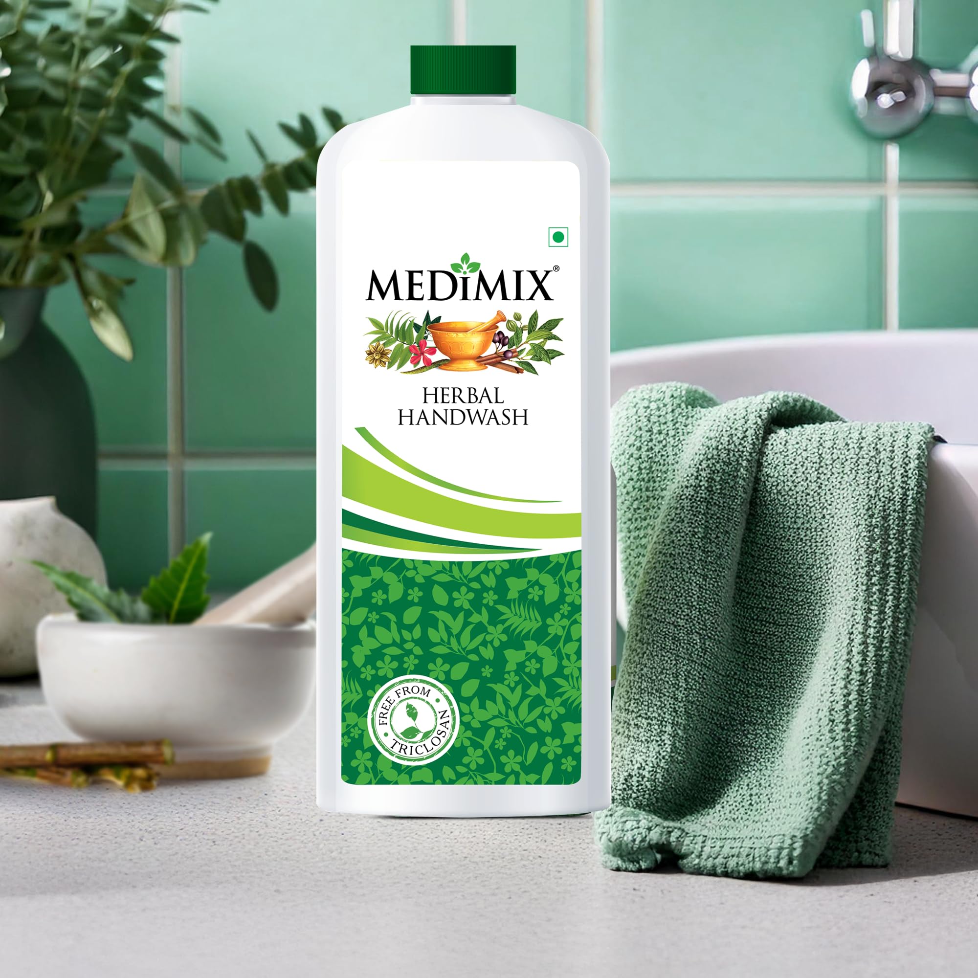 Medimix Herbal Liquid Handwash 1L Refill Bottle - Natural Germ Protection, Soft & Moisturized Hands | Free from Harsh Chemicals | Enriched with 18 Exotic Herbs | Perfect for Home, Office & Travel Use